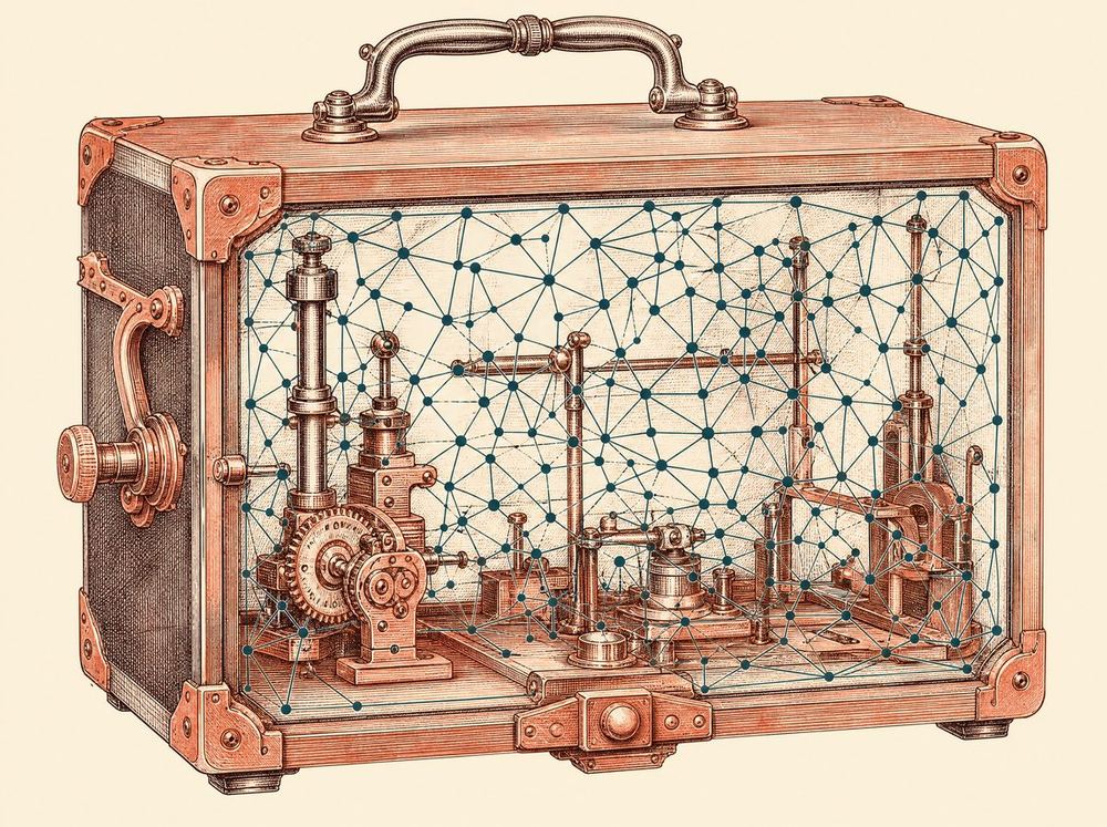 An engraved instrument case whose point-and-edge constellation stops at the case walls